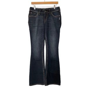 Silver Jeans Womens W29 L32 Suki Surplus Bootcut Denim Jeans Dark Wash Mid Rise
